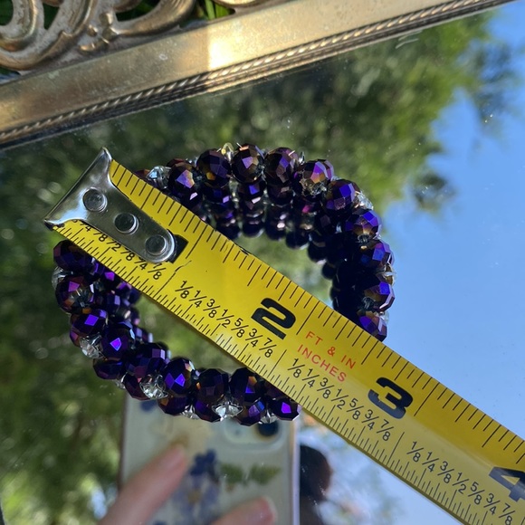 Deep Purple Beaded Rhinestone Bracelet - Picture 4 of 7